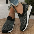 thumbnail image 2 of Oyedens Womens Rhinestones Walking Shoes Fashion Casual Knit Platform Wedge Slip On Loafers Work Shoes, 2 of 7