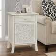 thumbnail image 3 of Gallerie Decor Antiqued Carved Transitional Wood Side Table in White, 3 of 6