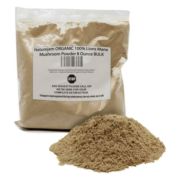 Naturejam Organic Lions Mane Mushroom Powder 8 Ounce - Premium Culinary Mushroom Powder