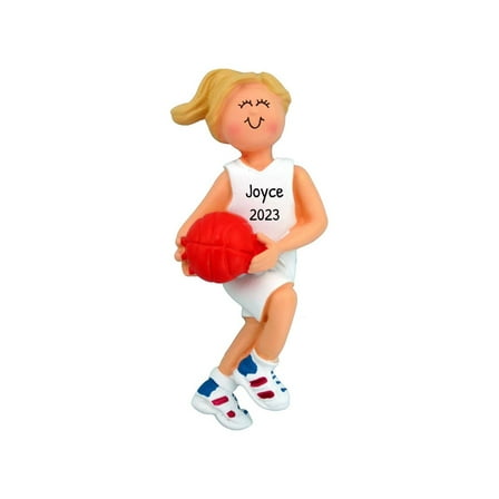 Personalized Basketball Ornament 2024 Female Blonde Basketball Player 1 Count - Ornaments by Elves