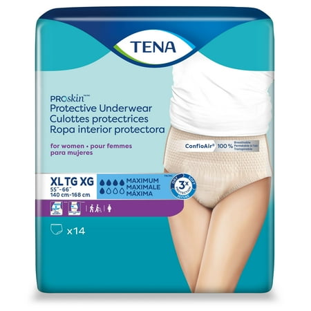 TENA ProSkin Protective Disposable Underwear Female Pull On with Tear Away Seams X-Large  73040  Maximum  14 Ct