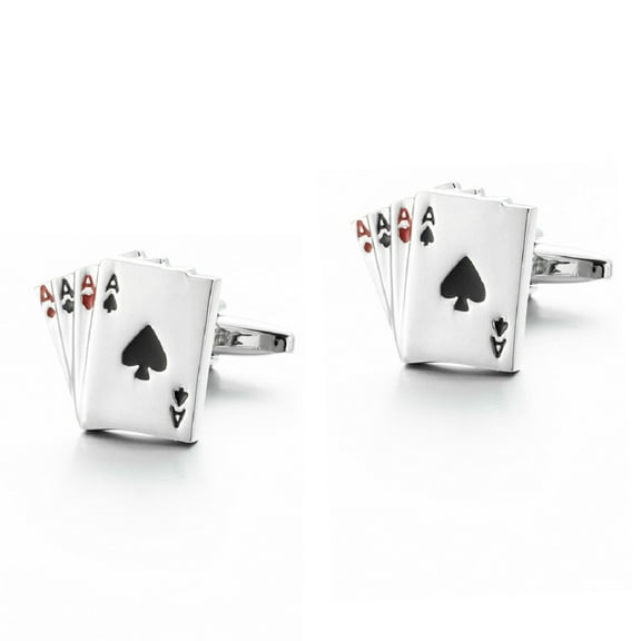 Longcreek Ace Cufflinks for Men, Lucky Poker Playing Cards Cufflinks, Ace of Spade Cuff Links, Four Aces Shirt Tuxedo Cufflinks, Punk Rock Poker Cards Cufflinks French Cufflinks