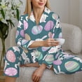 thumbnail image 6 of Pajama Sets for Women 2 Pcs, Cartoon Cute Rabbit Patterned Egg Button Down Long Sleeve Sleepwear Lounge PJ Sets, 6 of 6