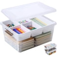 thumbnail image 1 of Plastic Storage Box with Removable Tray Craft Organizers and Storage Clear Storage Container for Organizing Bead  Tool  Sewing  Playdoh, 1 of 9