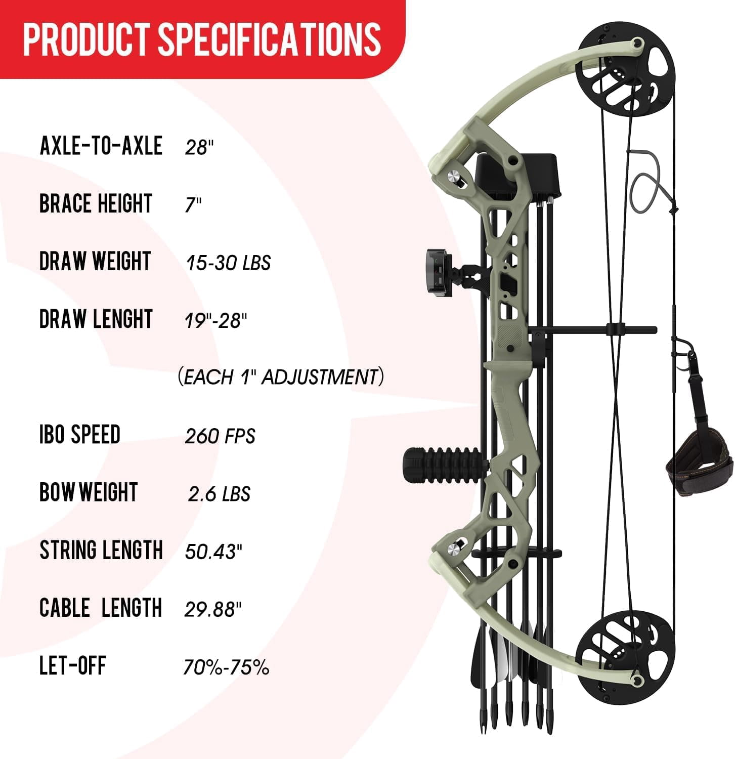 Sanlida Archery Dragon X6 Compound Bow Kit for Youth, Kids & Beginners, Bow and Arrows Set, 19”-28” Draw Length, 15-30 LBS Draw Weight, RH Only