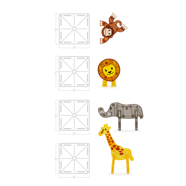 MAGNA-TILES Safari Animals 25-Piece Magnetic Set with 4 Figurines