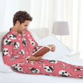 thumbnail image 4 of Mens Pajamas Set, French Bulldog Cute Pink Button Down Long Sleeve Loungewear Sleepwear Pjs sets for Men, 4 of 5
