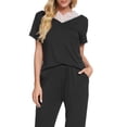 thumbnail image 5 of INSPIRE CHIC Women's Sleepwear V-Neck with Lace Nightwear with Pants Loungewear Pajama Set L Black, 5 of 5