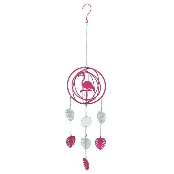 Wind Chime Sculpture 3D Spinner Pink Flamingo Metal Hanging Decorations Ornaments Outdoor Lawn Yard Garden 31"
