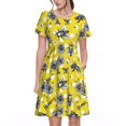 thumbnail image 1 of Bixox Robe d'Été à Manches Courtes pour Femmes Robe Ample Longueur Genou avec Poches-Abeille, 1 of 7