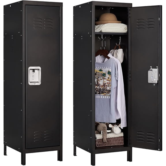 Metal Locker with Lock,55" Storage Cabinet Steel Retro Wardrobe with Lockable Doors for Home Office Employees School Dormitory Gym (1 Door)