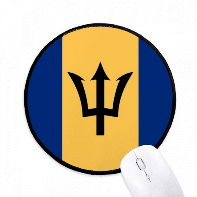 Tapis de Souris Drapeau National de la Barbade Amérique du Nord pour Bureau Rond pour Ordinateur