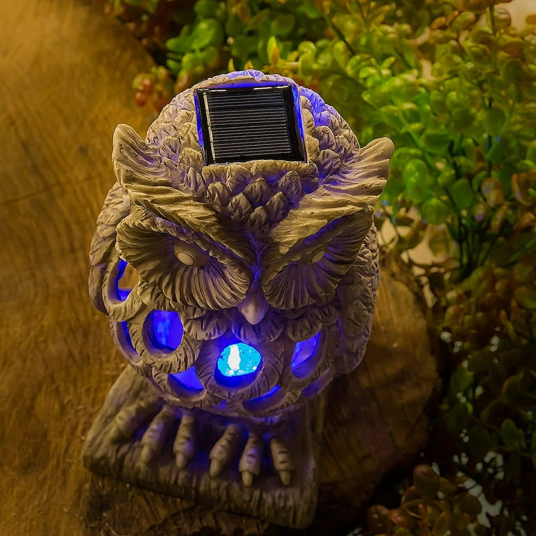Evergreen Solar Powered Light Owl Garden Statuary, Outdoor Safe
