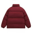 thumbnail image 3 of ohmzyzo Mens Winter Padded Jacket Full Zipper Zipper Up Jacket Stand Collar Windproof Coat Thermal Long Sleeve Outerwear Dark Red 4XL, 3 of 3