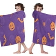 thumbnail image 4 of Purple Halloween Pumpkins Bats and Spiders Hooded Bath Towel，60"x35" for Ages 3 To 12 Kids, Quick Dry Lightweight Soft Microfiber Hood Beach Towel Cover Up for Kids, 4 of 7