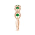 thumbnail image 3 of ANGARA Natural Art Deco Style Emerald Scalloped Anniversary Ring in 14K Rose Gold for Women (Size-2.4mm) | May Birthstone, Birthday, Anniversary, Jewelry Gift for Women | Natural Emerald Ring, 3 of 9