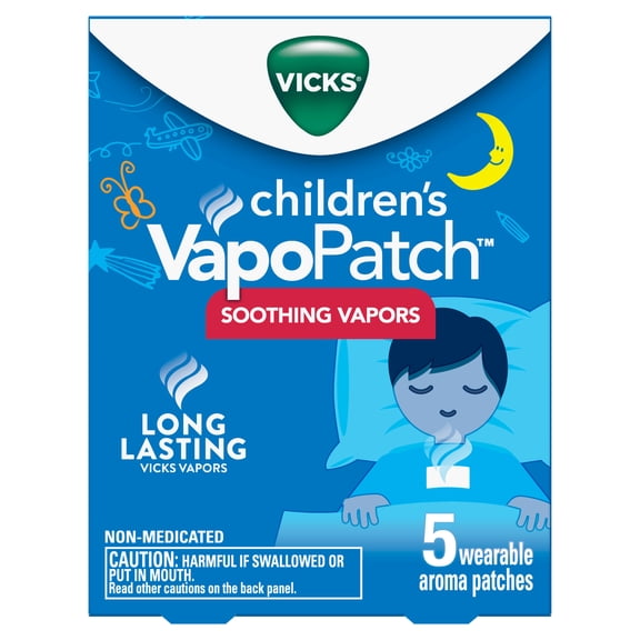Vicks VapoPatch Kids, Soothing Non-Medicated Vapor Patch for Children, Menthol Scent, 5 Count