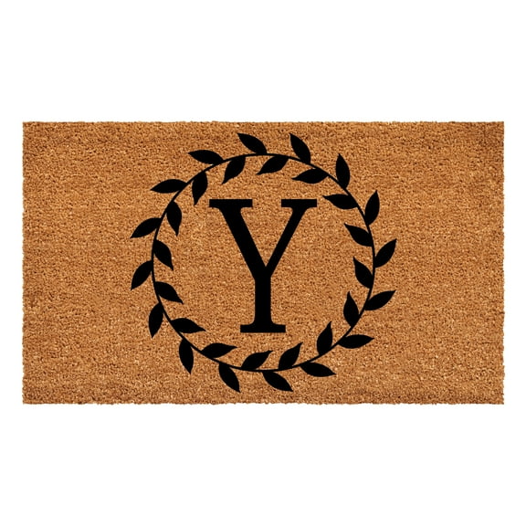 Laurel Wreath Doormat, 24" x 36" (Letter Y)