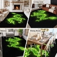 thumbnail image 5 of Large Area Rugs for Living Room Bedroom, Dragon Flames 5'x8' Rug Washable Carpet Runner Indoor Outdoor, Green Dragons Abstract Modern Art Non Slip Floor Mats Rug for Kitchen, Bathroom, 5 of 8