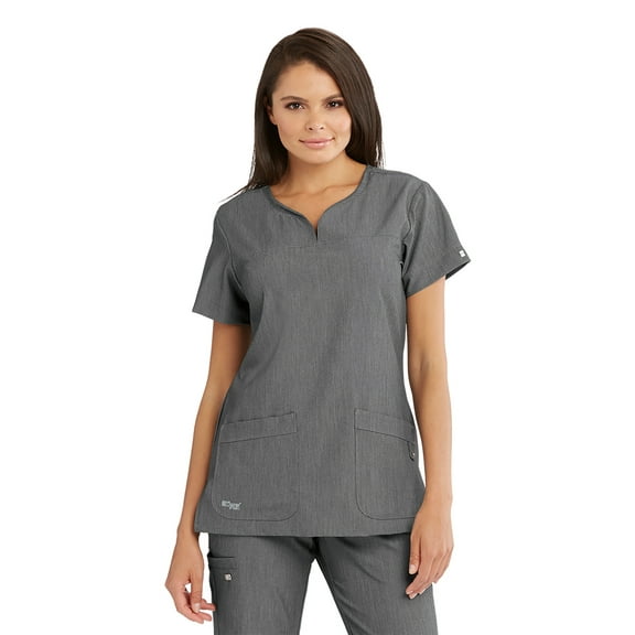 Barco Grey's Anatomy Signature 2121 Women's Two Pocket Notch Yoke Neck Scrub Top Shadow Shade 4XL