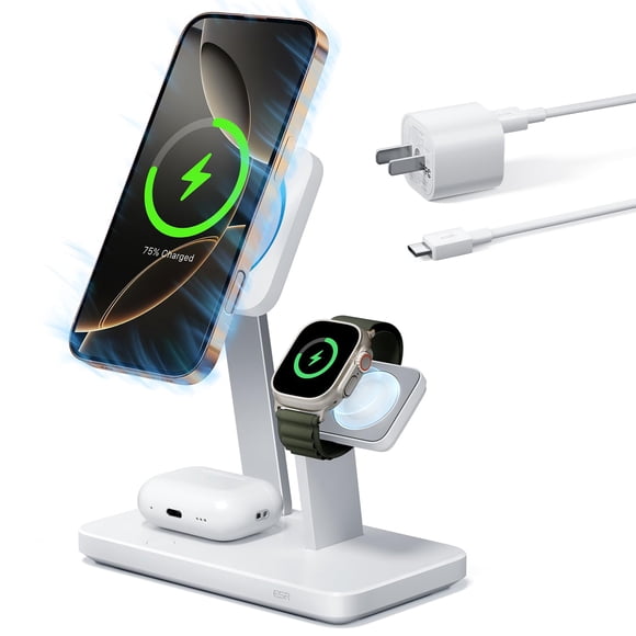 ESR 25W 3-in-1 Charger Stand for Magsafe, Made for Apple-Certified Magnetic Wireless Charger, 15W Charging Station for iPhone 17/16/15/14/13 Apple Wa