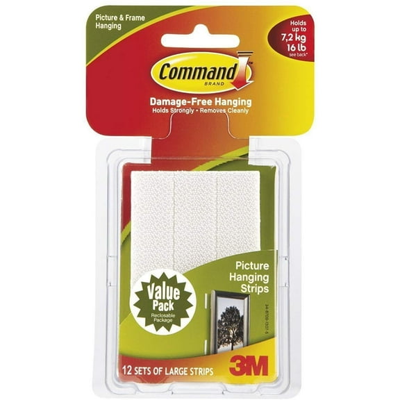 Command Picture Hanging Strips White Large 12 Pairs - 2 Pack