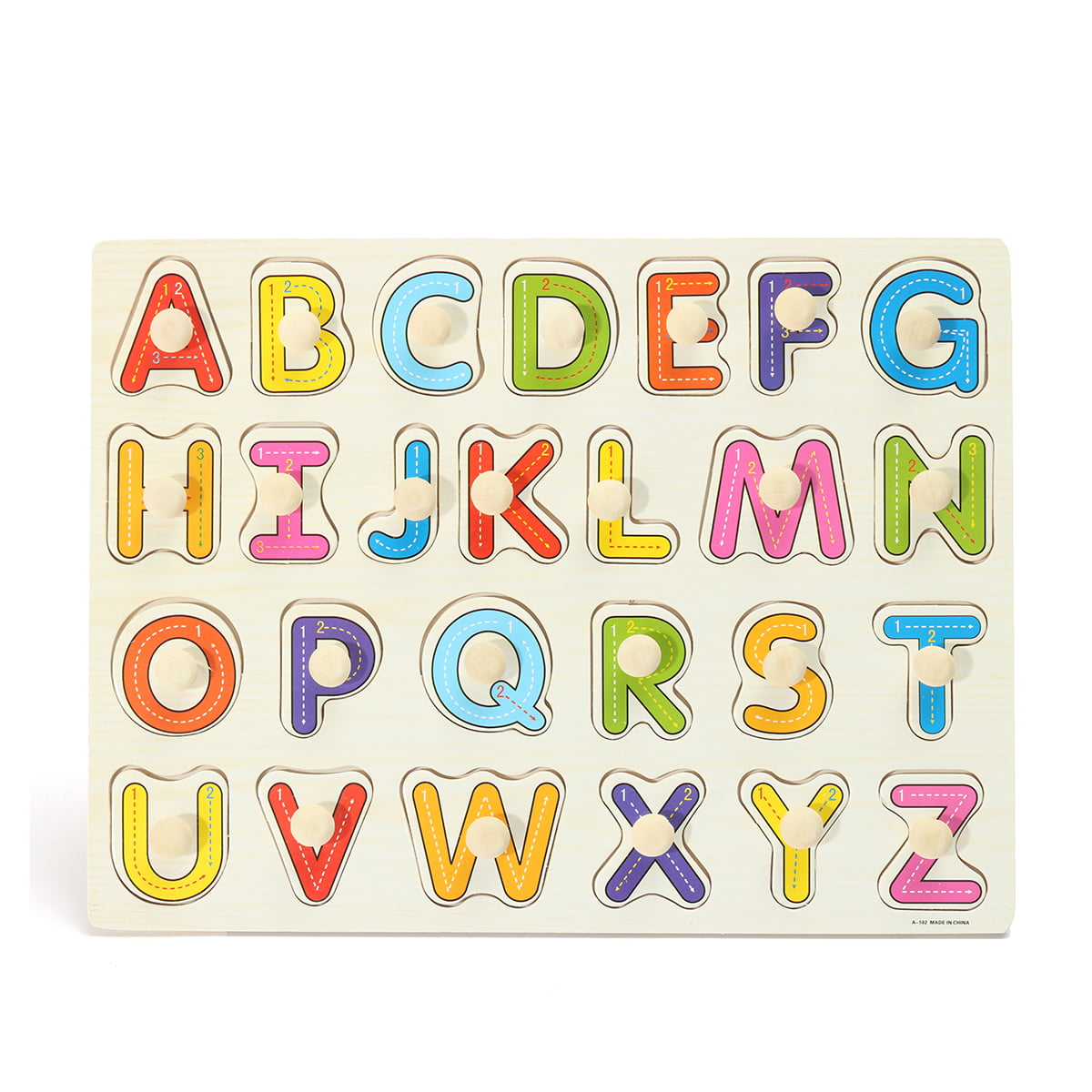 Toddler Baby Jigsaw Learning Kids Toys DIY Animal Wooden Puzzle Alphabet Letters 