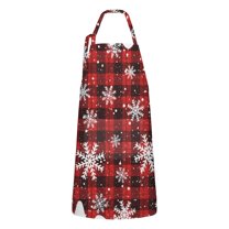 Red and Black Christmas Snowflake Apron-Garden Aprons for Women with Pockets-Cotton Linen Waterproof Kitchen Cooking Gardening Aprons Adjustable for Kitchen,Cooking,BBQ and Salon 32"x27"