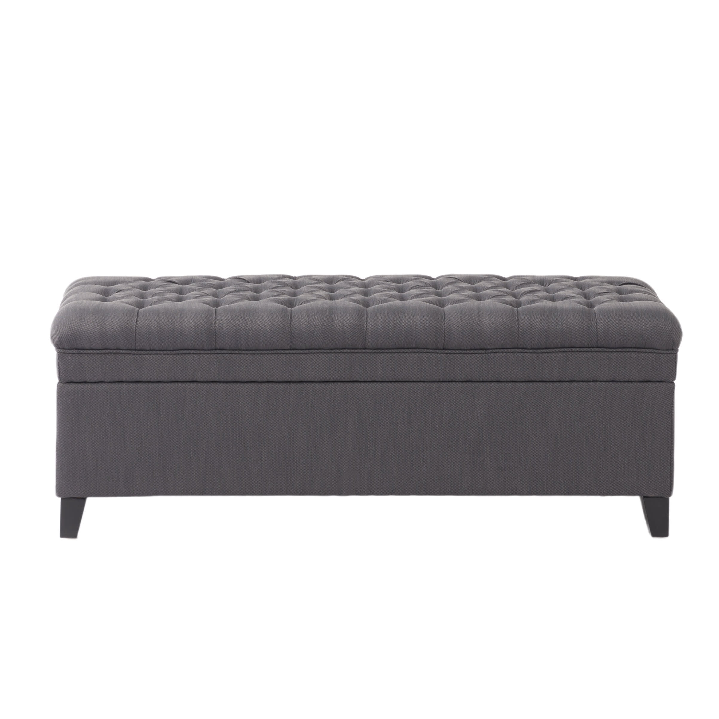 Gewnee 49.41" Flip Top Storage Bench Linen Upholstered Entryway Bedroom Living Room Dark Grey