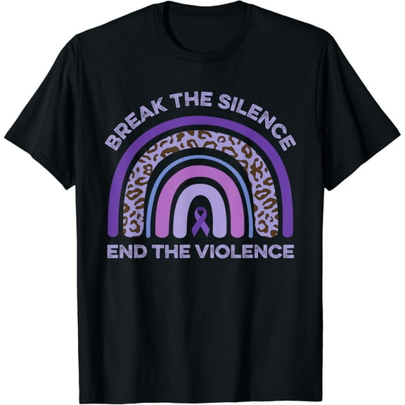 t-shirtBreak The Silence End Domestic Violence Awareness Rainbow T-Shirt mens t shirt，black，women，funny，misfits，men，journey