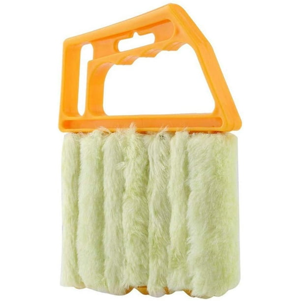 Limpiador de persianas venecianas de microfibra de mano Acondicionador de ventanas Plumero Cepillo de limpieza Naranja Amarillo