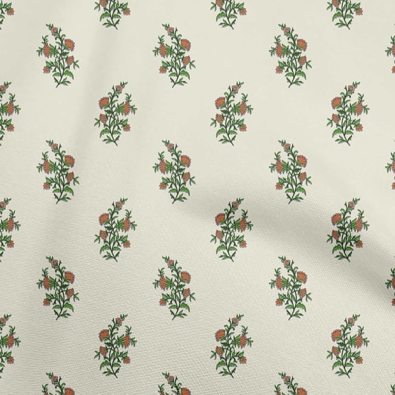 oneOone Cotton Poplin Twill Pale Yellow Fabric Asian Ajrakh Floral Diy Clothing Quilting Fabric Print Fabric By Yard 56 Inch Wide