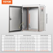 VEVOR Steel Electrical Box,24x 20x 8, 304 Stainless Steel Electrical Enclosure Box, Wall-Mounted Outdoor Electrical Electronic Equipment Enclosure with Mounting Plate Hinges Lock, IP66 Waterproof
