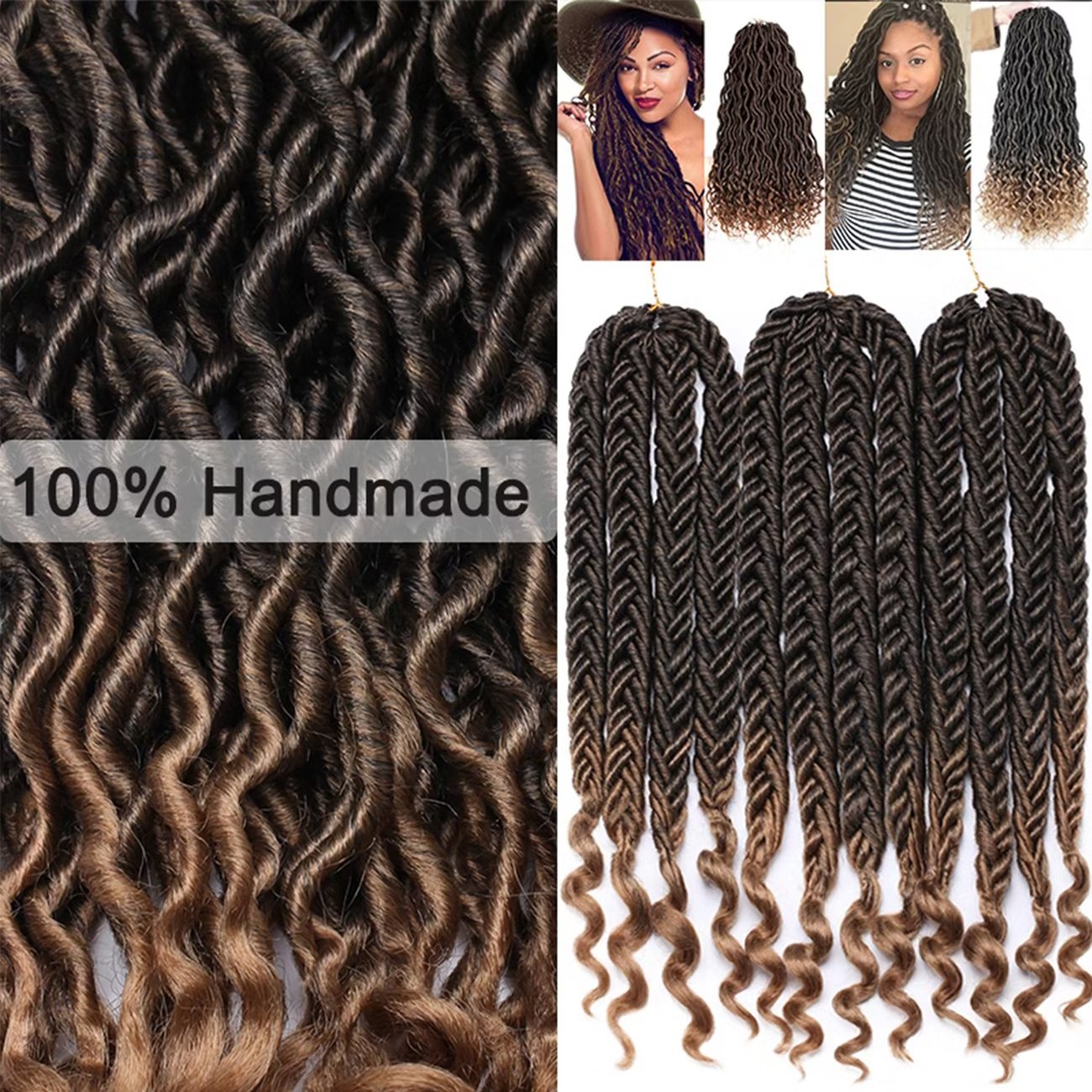 SEGO Faux Locs Crochet Braids Hair Synthetic Braiding Hair Real Soft Wave Curly Black Hair Extensions Ombre Dreadlocks Hairstyles - image 5 of 10