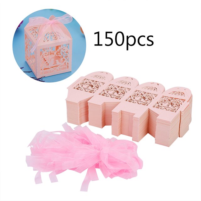Delicadas cajas de chocolate con azúcar rosa, 150 piezas para bodas y cumpleaños, decoraciones dulces