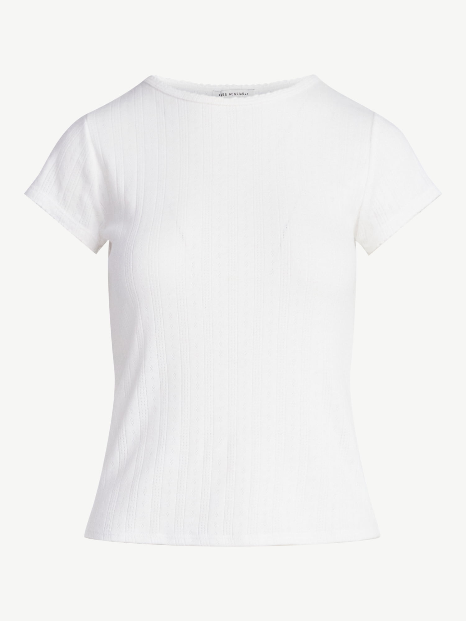 Free Assembly Women's and Women's Plus Pointelle Mini Tee with Short Sleeves, Sizes XS-4X