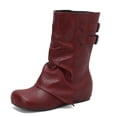 thumbnail image 6 of Wensltd Women's Wide Width Ankle Boots Brown Casual Fashion Classic Flat Slouch Leather Booties, 6 of 8