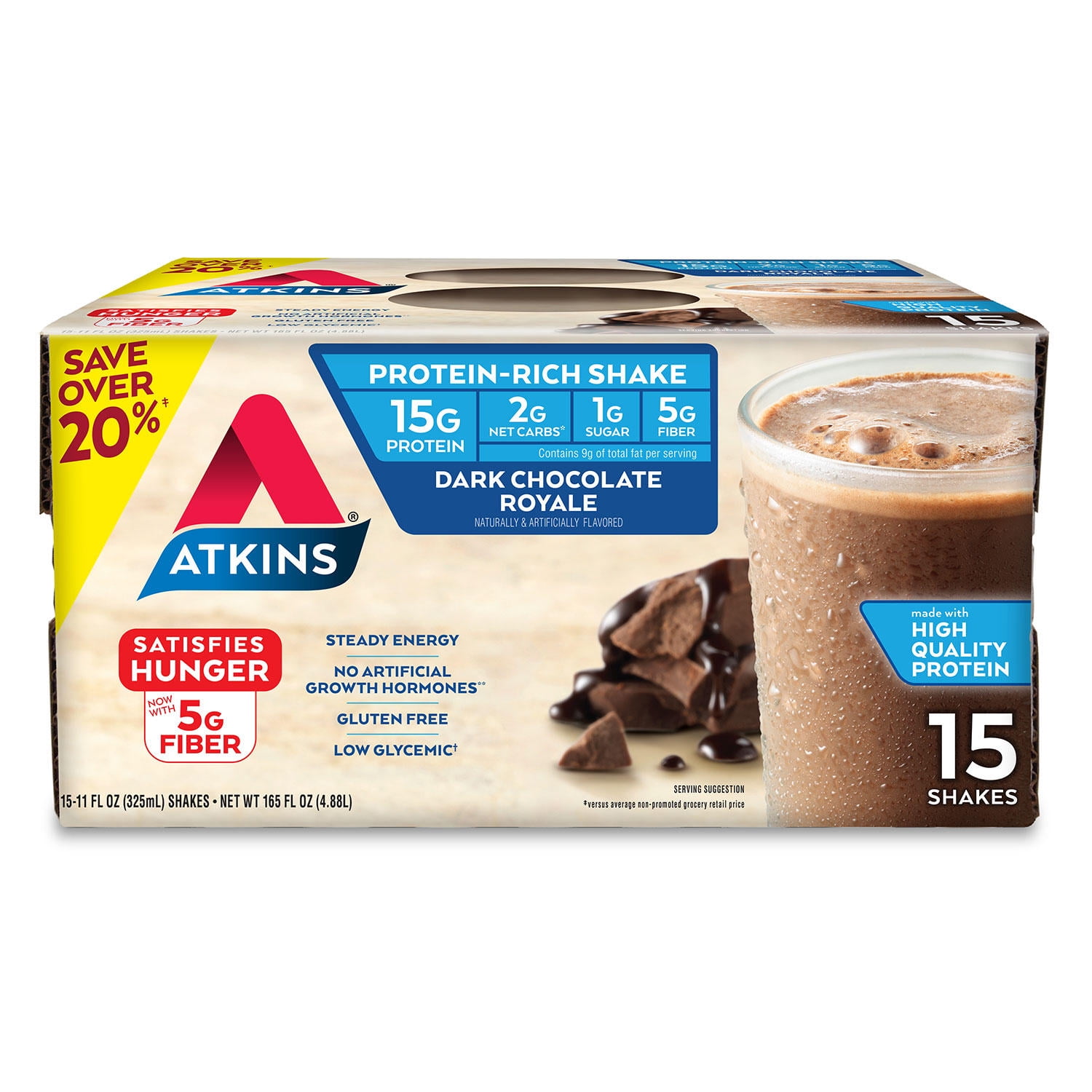 Atkins Gluten Free ProteinRich Shake, Dark Chocolate Royale, KetoFriendly (15 pk.)