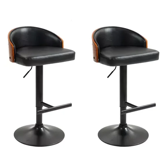 Set 2 Bancos Altos Barra Desayunador Cocina Giratorio Premium