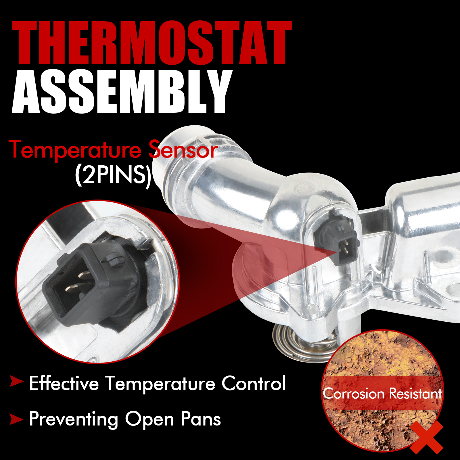 MITZONE Upgrade Aluminum Thermostat Assembly with Housing Compatible with BMW E46 E39 E60 E83 E53 E85 325i 330i 525i 530i X5 X3 Z3 Z4 Replace 11537509227