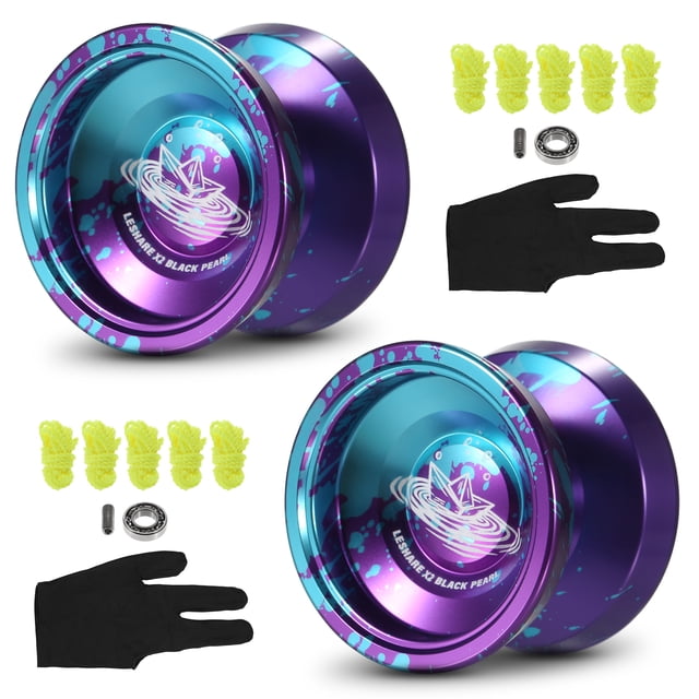 Lot de 2 Yo-Yo de Compétition en Aluminium Cadeau Yo-Yo avec Câble à Roulement et Gants