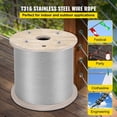 thumbnail image 2 of VEVOR Stainless Steel Cable Railing 1/8"x 500ft, Wire Rope 316 Marine Grade, Braided Aircraft Cable 1x19 Strands Construction for Deck,Rail,Balusters,Stair,Handrail,Porch,Fence VEVOR Stainless Steel Cable, 2 of 8