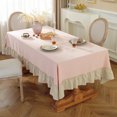 thumbnail image 2 of White Ruffles Cotton Fabric Table Cloth Washable Tablecloth, Home Wedding Party Dining Banquet Decoration Luxuriou Table Cover, 2 of 8