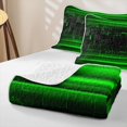 thumbnail image 4 of jejeloiu Grid Geometric Design Twin Quilt Set For Kids,Green Neon Striped Check Twin Coverlet Set For Boy,2pcs, 4 of 7