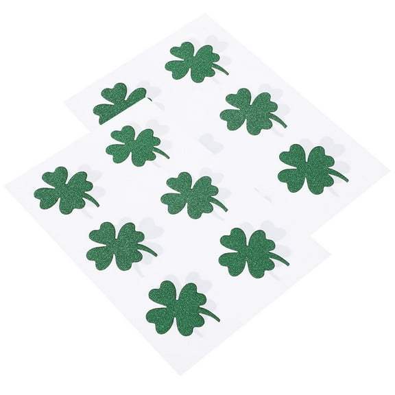 MUSEYA 24pcs/set Glitter Four Leaf Clover Decorations PVC for St Pattys Day Shamrock Stickers and Home Decor
