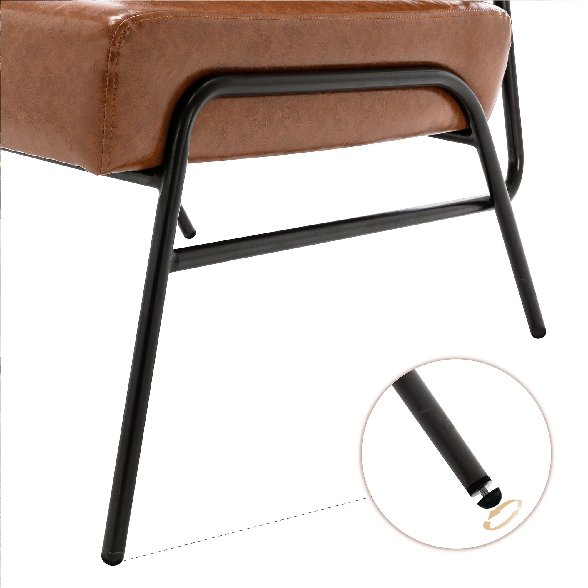 Upholstered Accent Chair, Aukfa Modern Lounge Chair with Wire Metal Frame, Cushioned Armless Reading Chair Leisure Slipper Chair for Living Room Bedroom Home Office - Brown