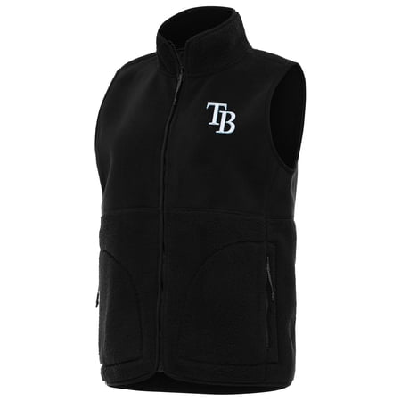Women s Antigua Black Tampa Bay Rays Nostalgic Full-Zip Vest