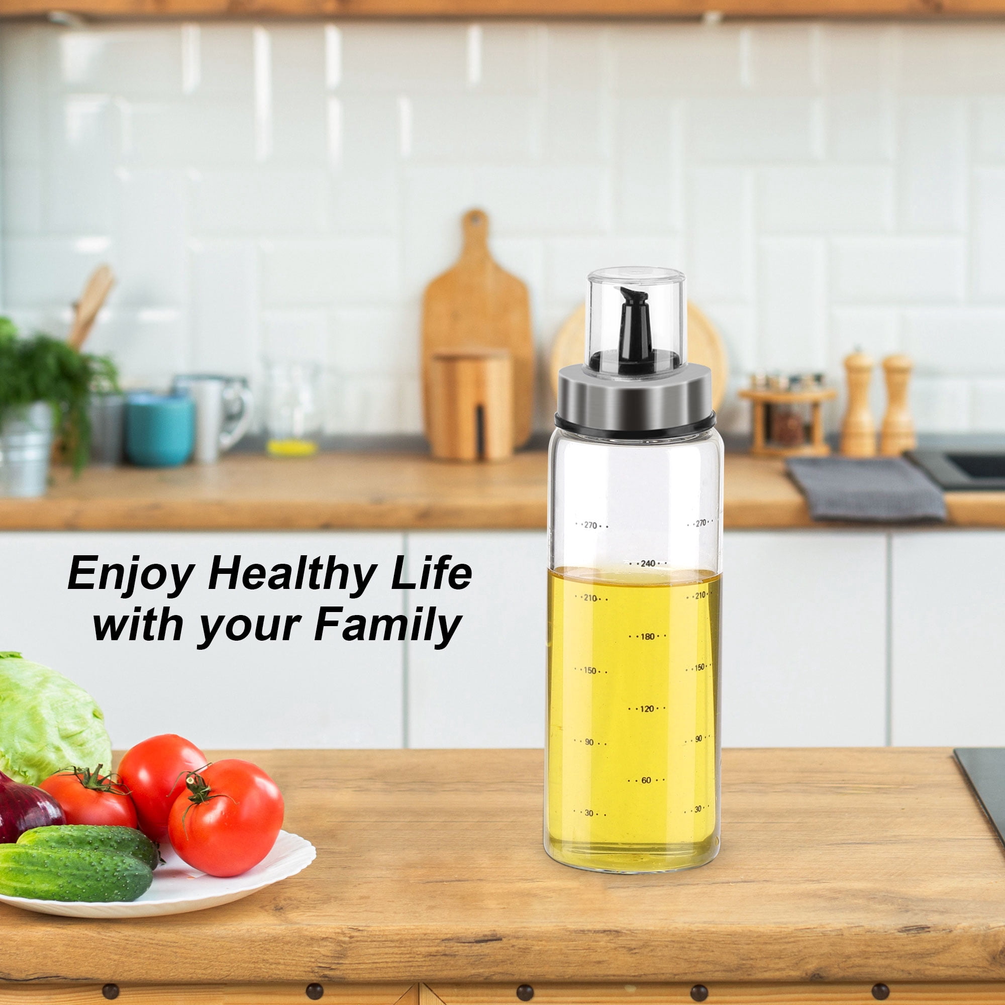 Unique Bargains Glass Olive Oil Dispenser Bottle Drip-Free Spout Cruet for Kitchen 300ML