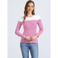 thumbnail image 3 of DARING DIVA Women's Color Block Striped Knit Top Long Sleeves T-Shirt M Red White, 3 of 6