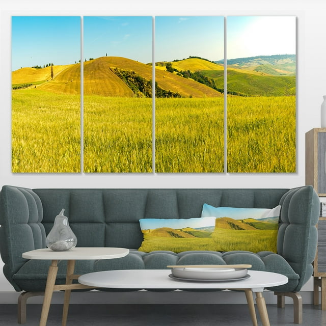 Champ de Blé Toscane par une Journée Ensoleillée - Impression Paysager Uvre d'Art Murale